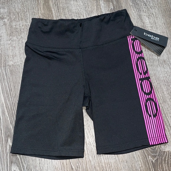 Bebe Shorts Nwt Bebe Rainbow Stripe Logo Bike Short Hot Pink Poshmark